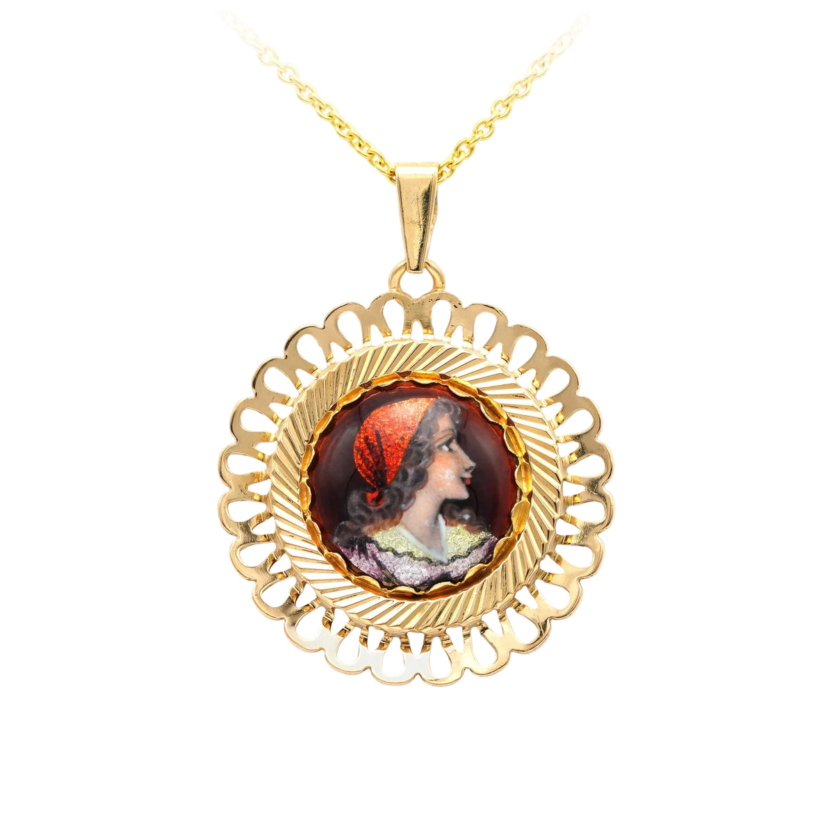 Pendentif en or jaune et émail