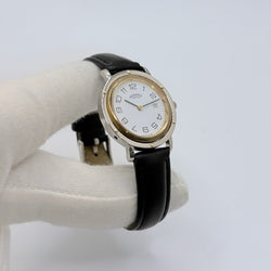 Montre HERMÈS "Clipper" en or jaune, acier et cuir
