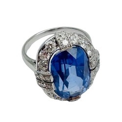 Bague Entourage en platine, saphir et diamants