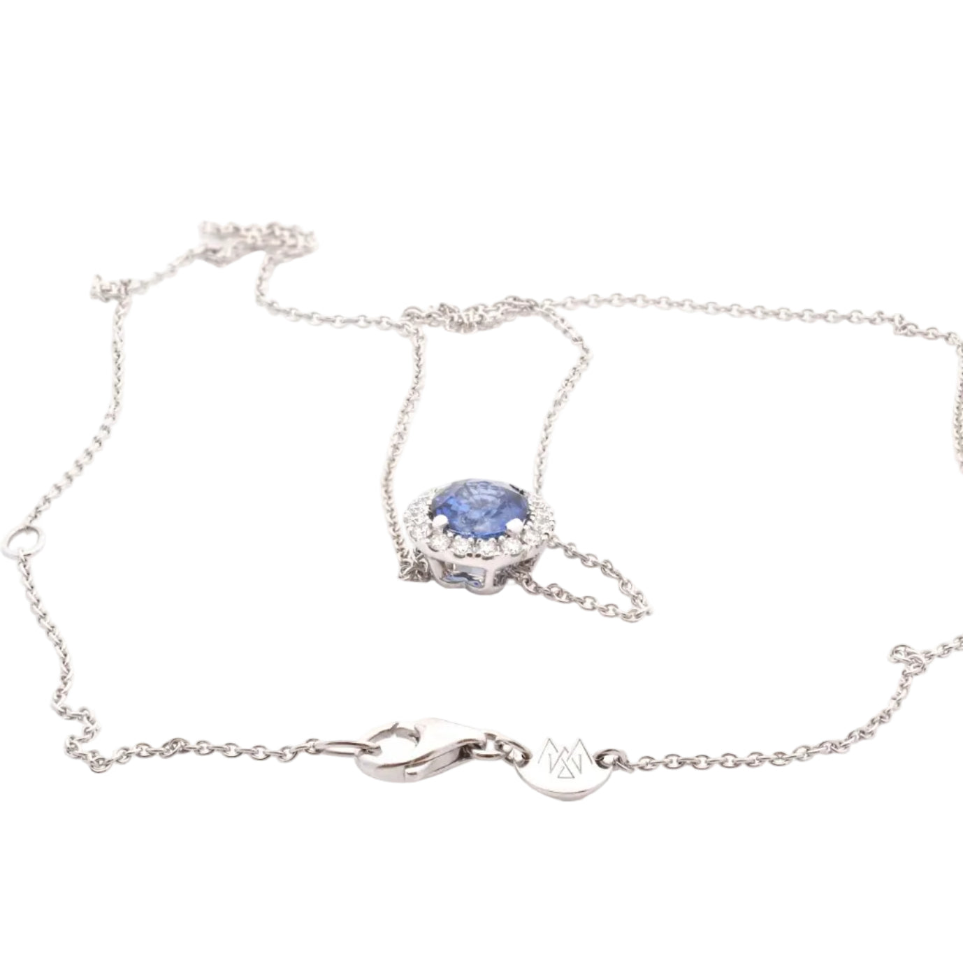Collier Pendentif en or blanc, saphir et diamants