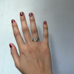 Bague en or jaune, platine et diamants