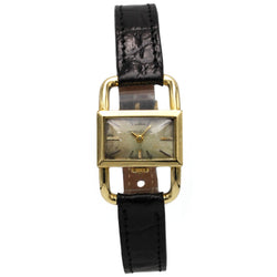 Montre JAEGER LECOULTRE X HERMÈS "Étrier" en or jaune et cuir
