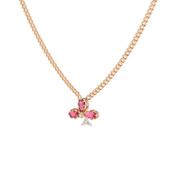 Collier Pendentif en or rose, perle, rubis et diamant