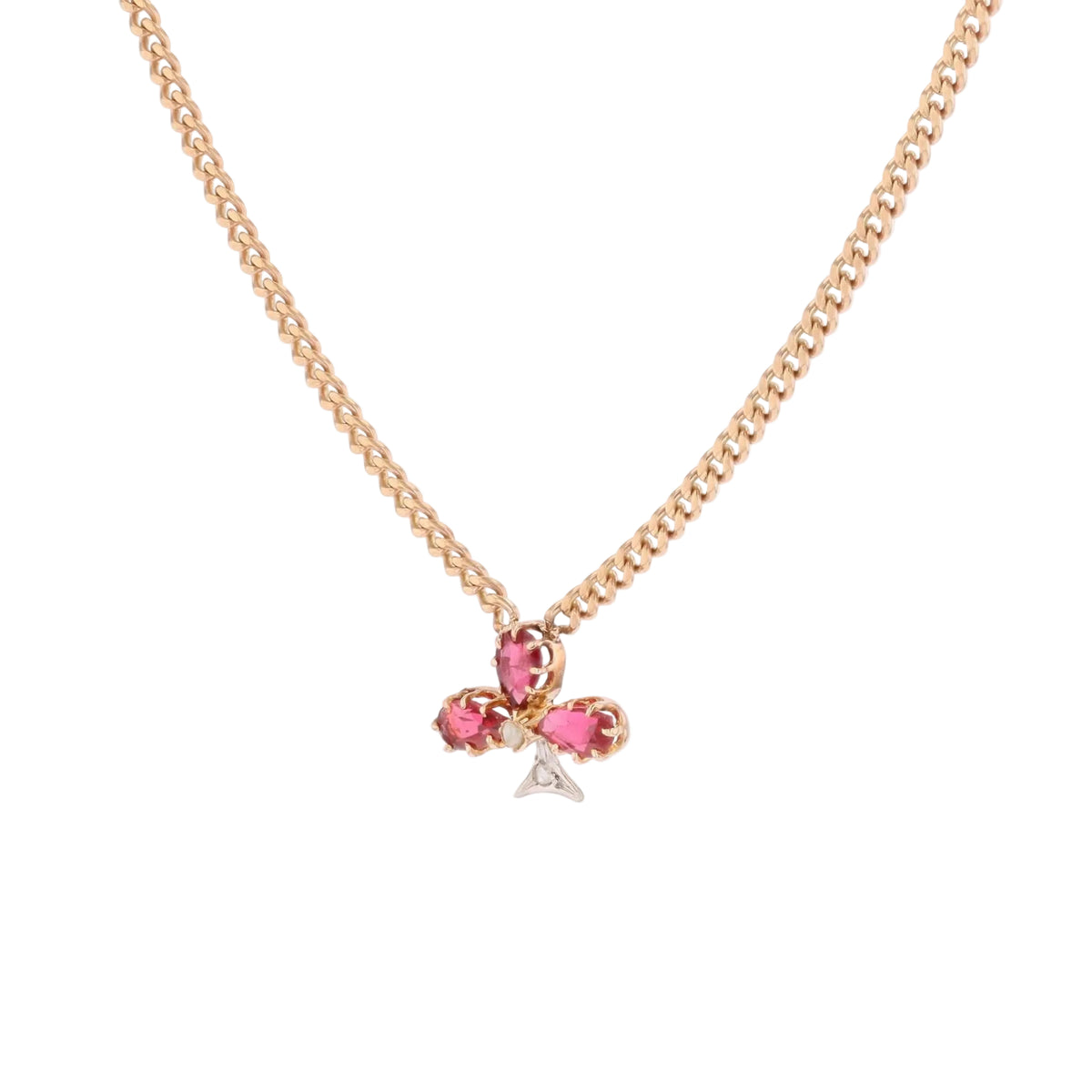 Collier Pendentif en or rose, perle, rubis et diamant