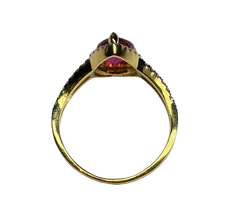 Bague Entourage en or jaune, rubellite tourmaline et diamants