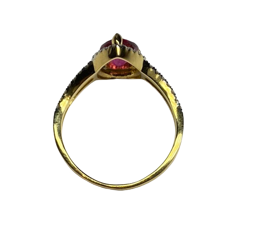 Bague Entourage en or jaune, rubellite tourmaline et diamants