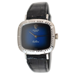 Montre ROLEX Cellini Zephir en or blanc, acier, cuir et rubis