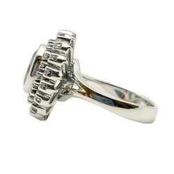 Bague Entourage en or blanc, aigue-marine et diamants