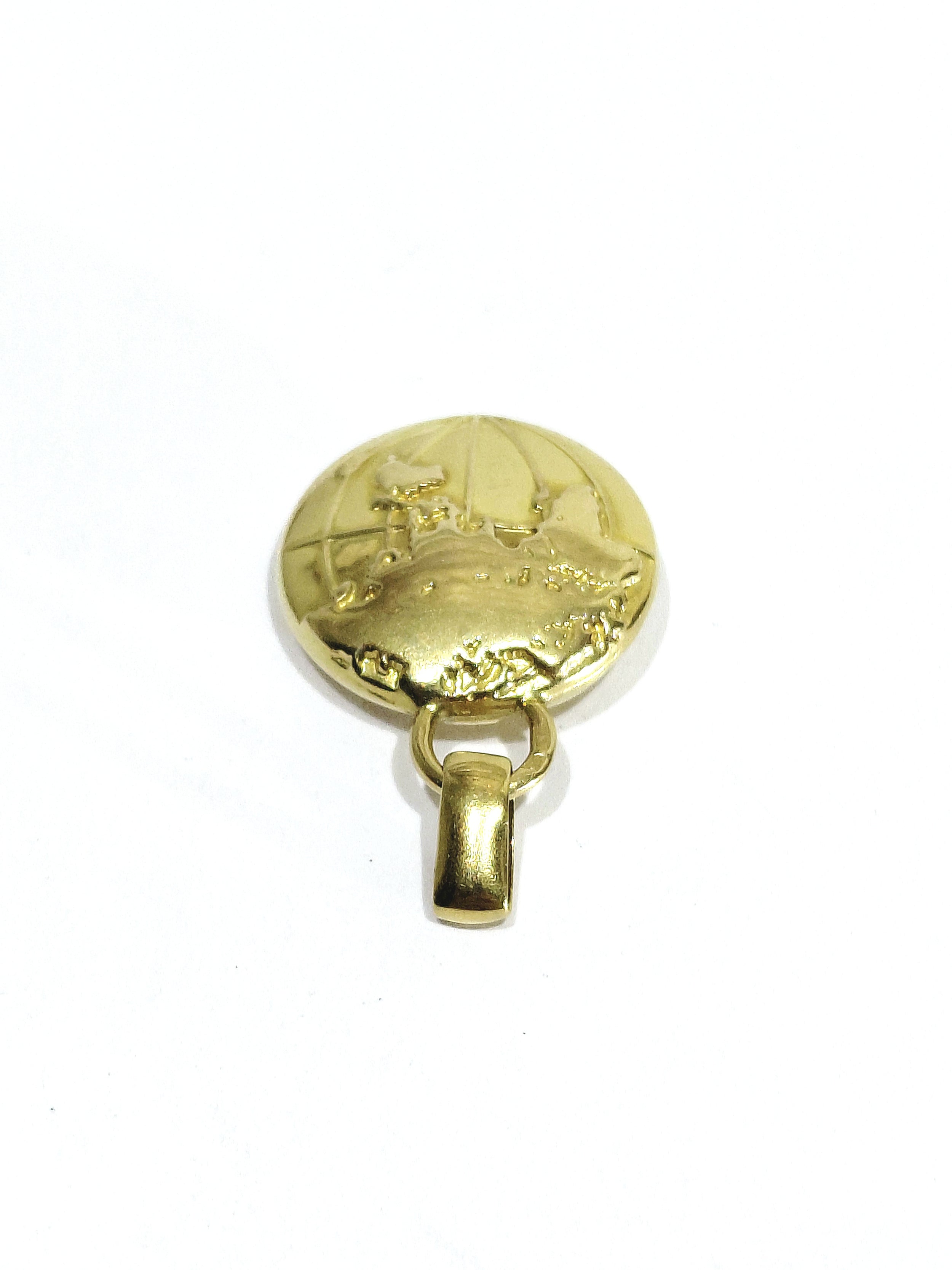 Pendentif Globe Terrestre en or jaune
