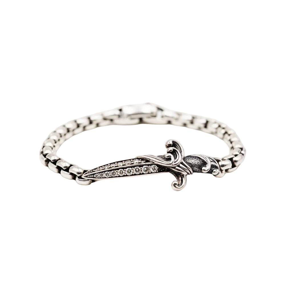 Bracelet Souple DAVID YURMAN Waves Dagger en argent et diamants