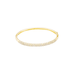 Bracelet jonc en or jaune et diamants.