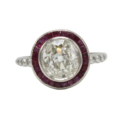 Bague Entourage en platine, rubis et diamants