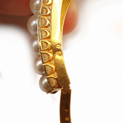 Bracelet Jonc en or jaune, perles et diamants