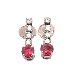 Boucles d'oreilles Pendantes en or, spinelles et diamants