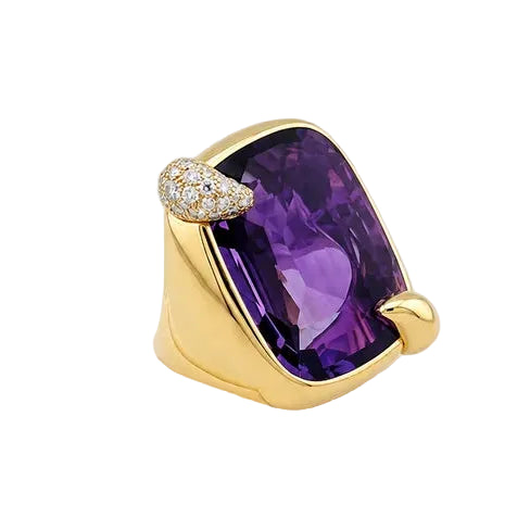 Bague Cocktail POMELLATO en or jaune, améthyste et diamants