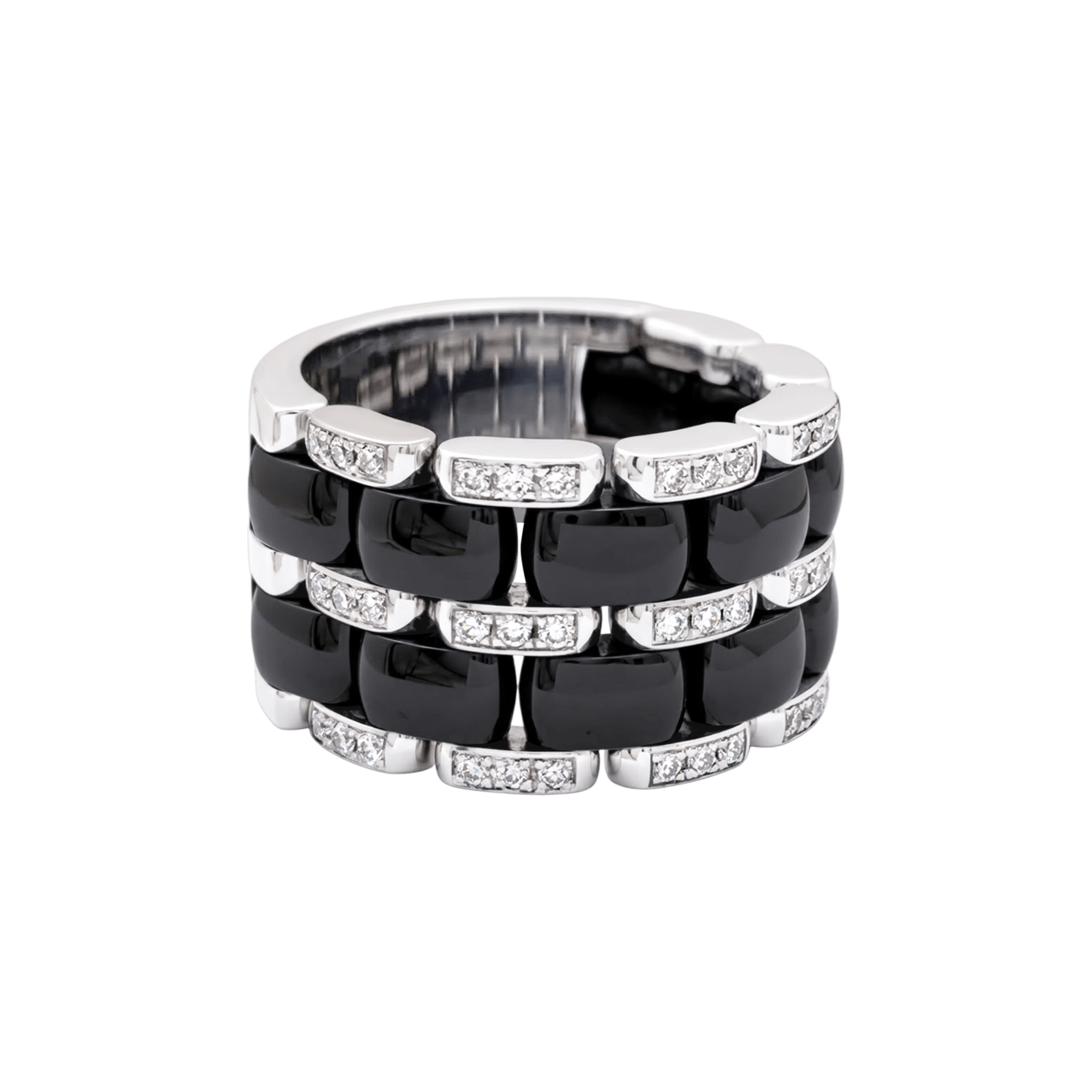 Bague Chanel, "Ultra" en or blanc, céramique noire et diamants.