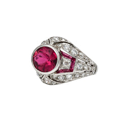 Bague Dôme en platine, tourmaline et diamants