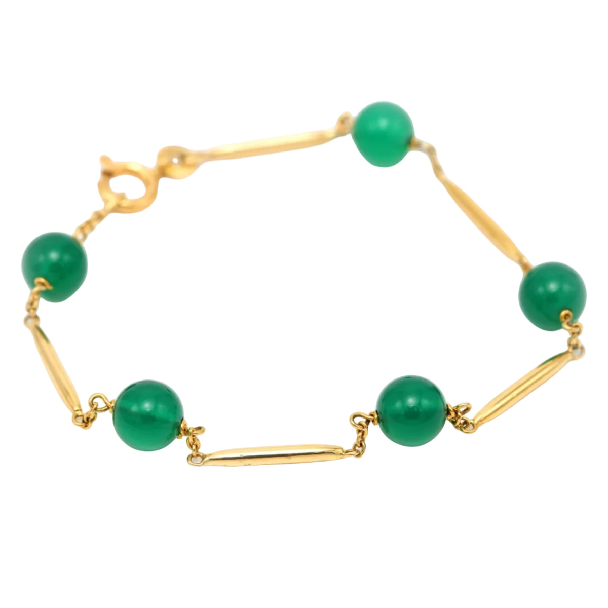 Bracelet en or jaune et chrysoprases