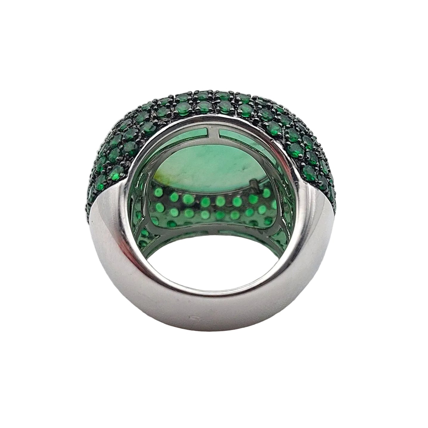 Bague Dôme en or blanc, quartz, grenats et diamants