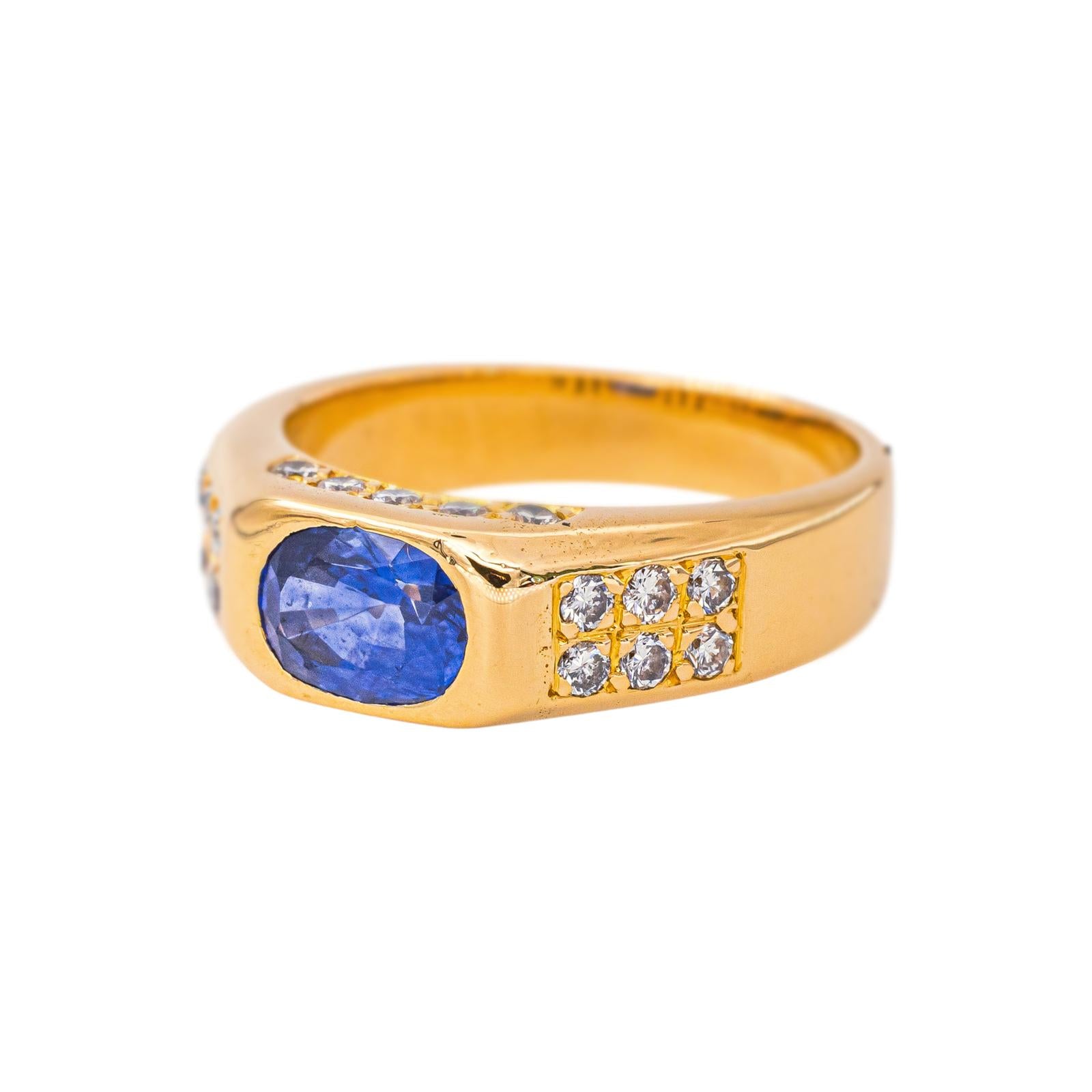 Bague Bandeau Or jaune Saphir