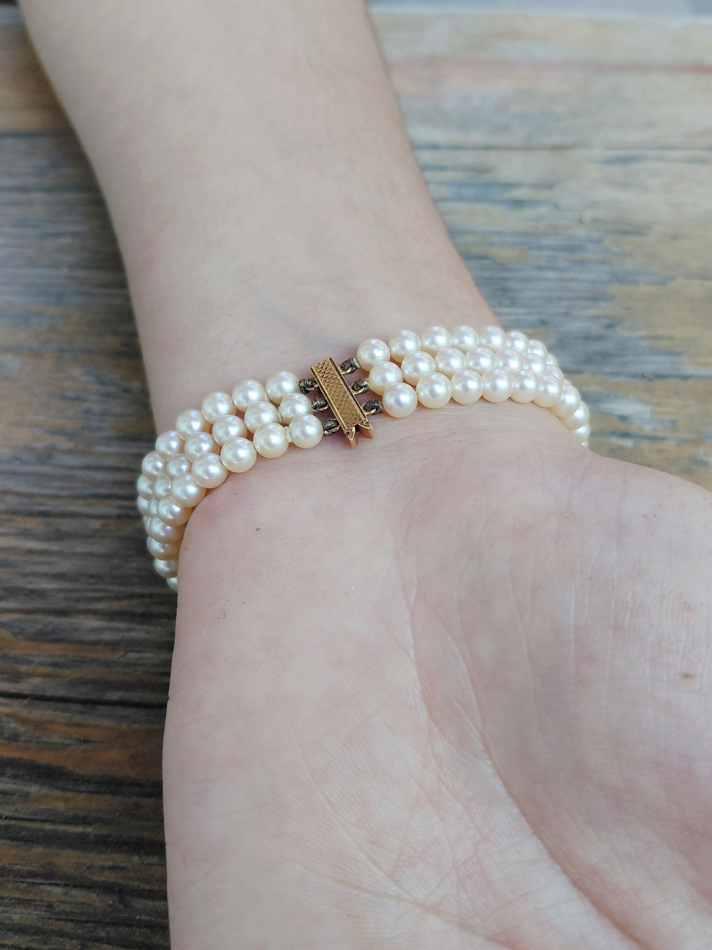Bracelet en or et perles