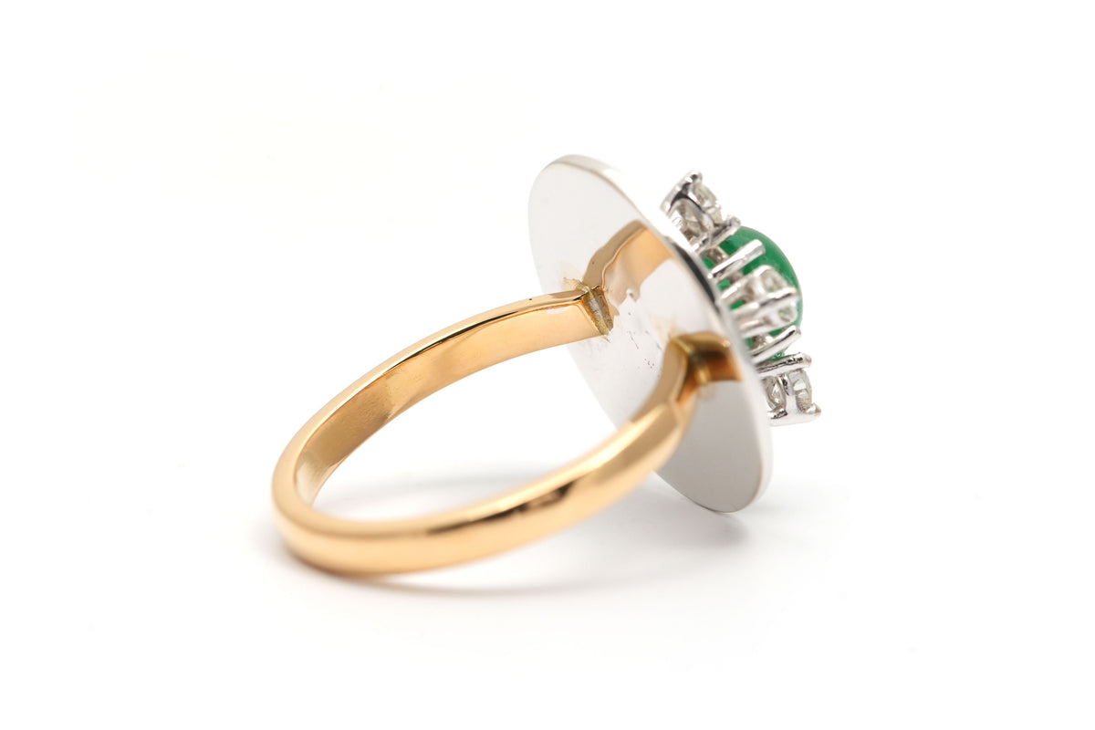 Bague en or blanc, or jaune, émeraude et diamants