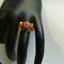 Bague Boule Or Jaune Rubis