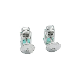 Boucles d’oreilles Puces en or blanc, émeraudes et diamants