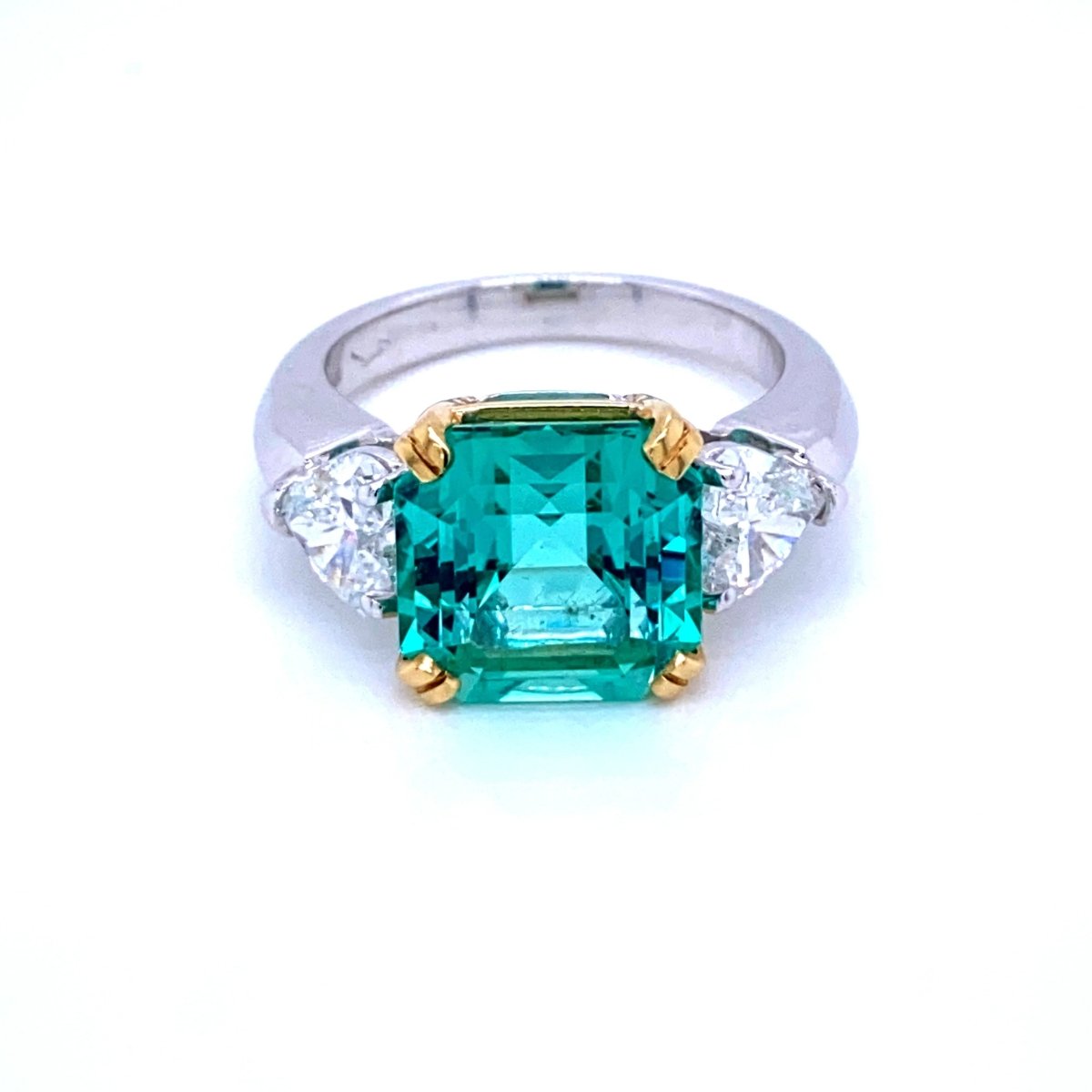 Certified 5.55 Carat Colombian Natural Emerald Heart Diamond Ring - Castafiore
