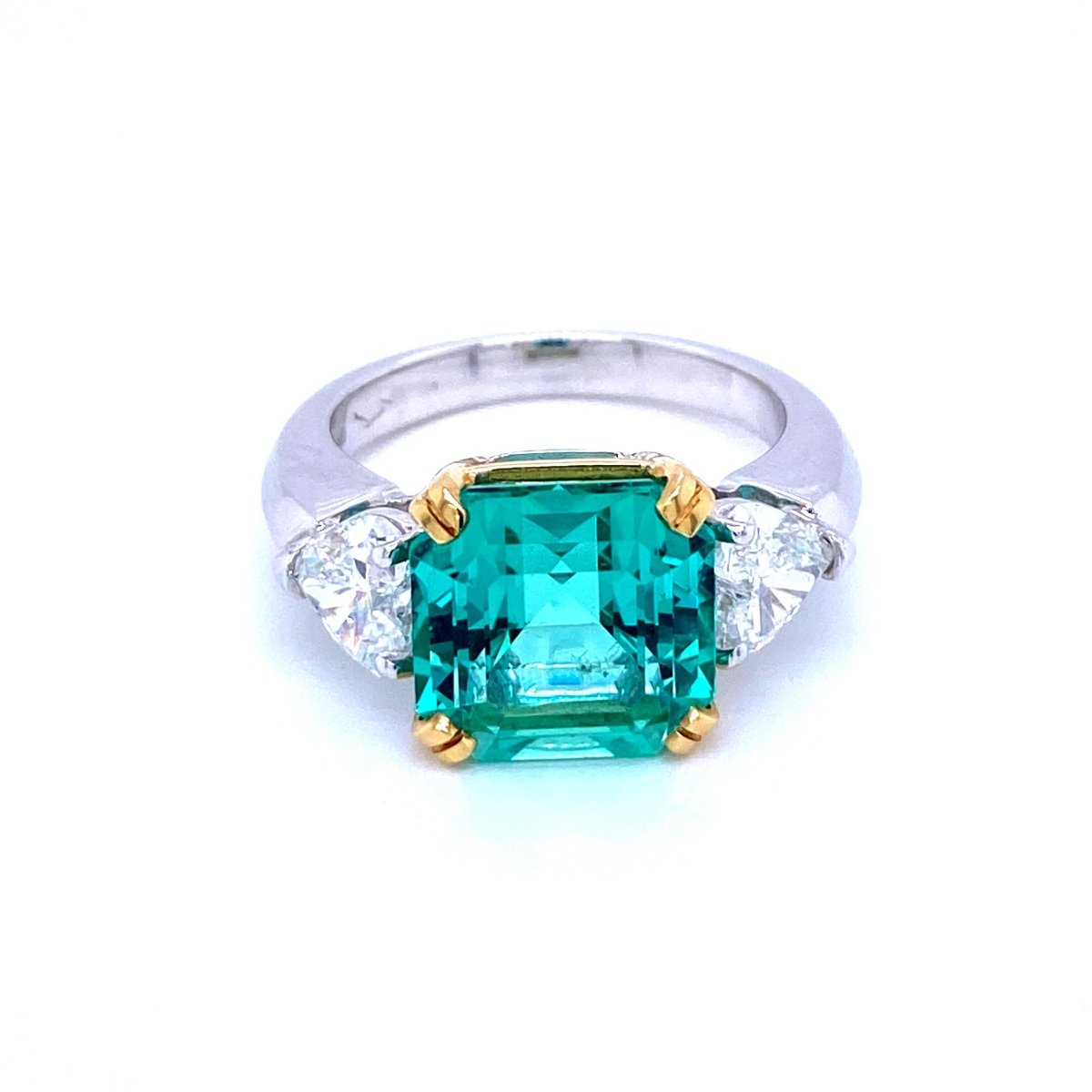 Certified 5.55 Carat Colombian Natural Emerald Heart Diamond Ring - Castafiore