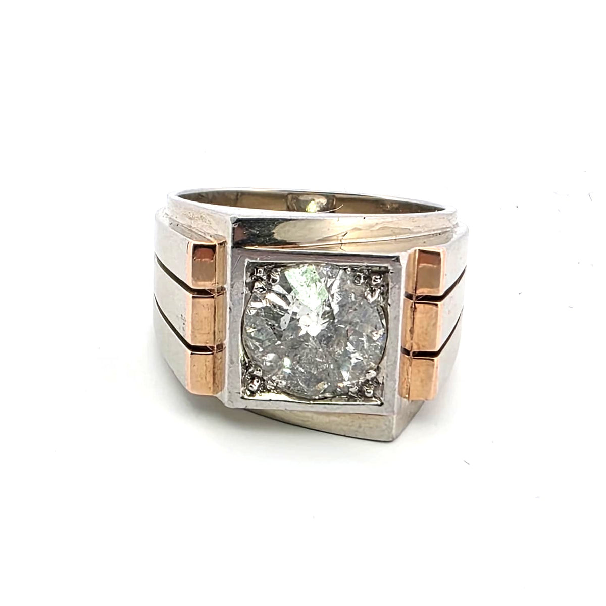Bague Tank en or blanc, or jaune et diamants
