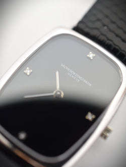 Montre VACHERON CONSTANTIN en or blanc, acier, cuir, onyx et diamants