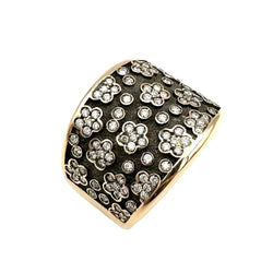 Bague Bandeau PASQUALE BRUNI "Ricami" en or rose, or noir et diamants