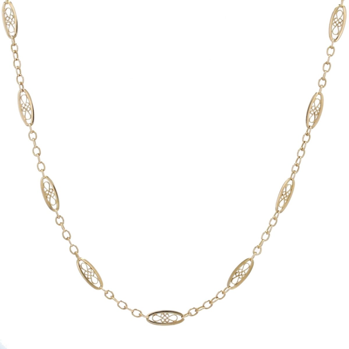 Chaine ANCIENNE Maillons filigranés en or jaune - Castafiore