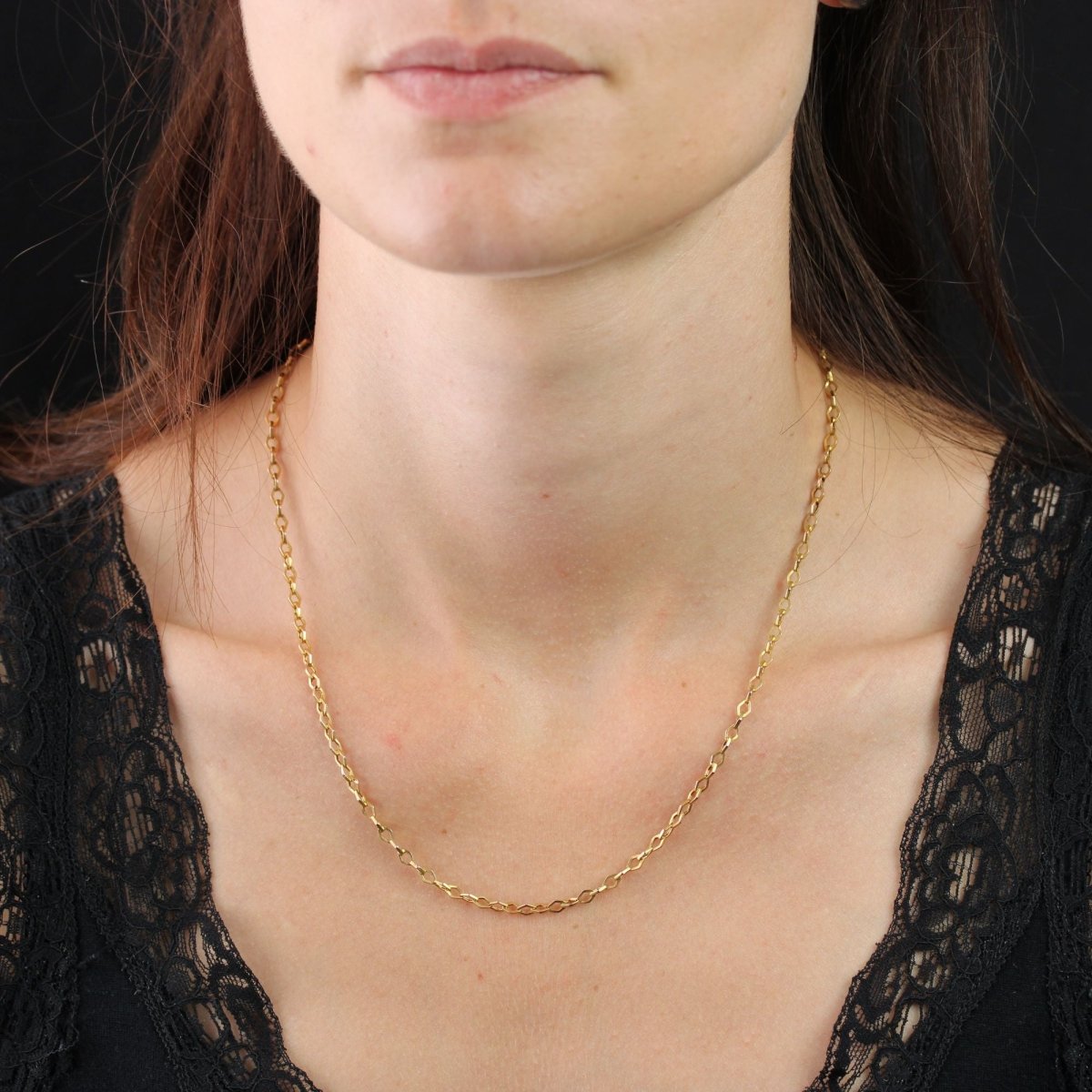 Chaine ANCIENNE Maillons losangiques en or rose - Castafiore