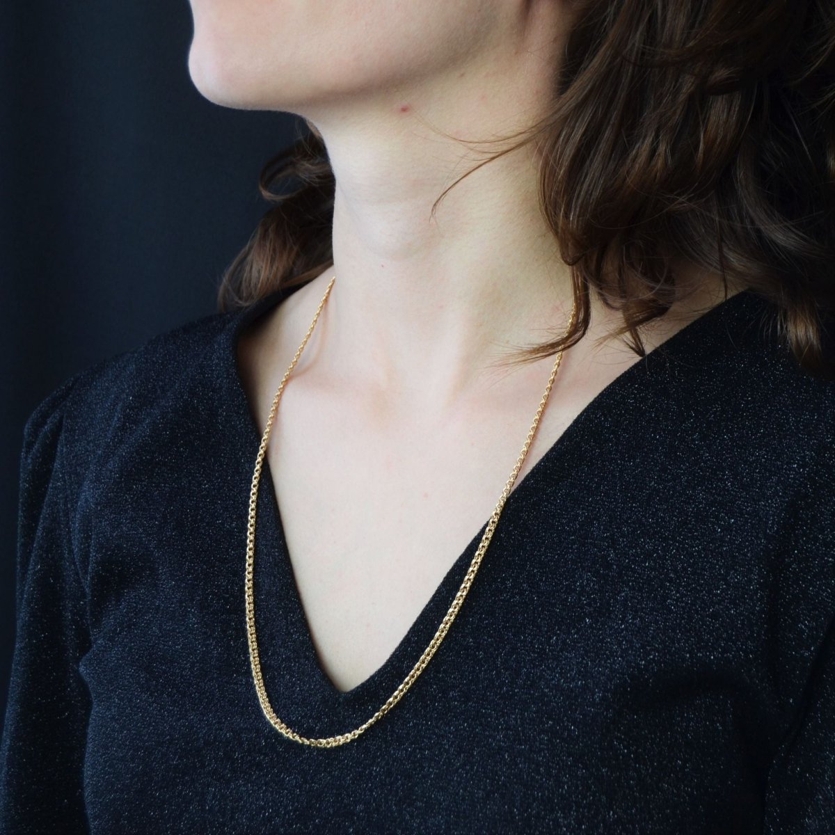 Chaine maille forçat aplatie ciselée en or jaune - Castafiore