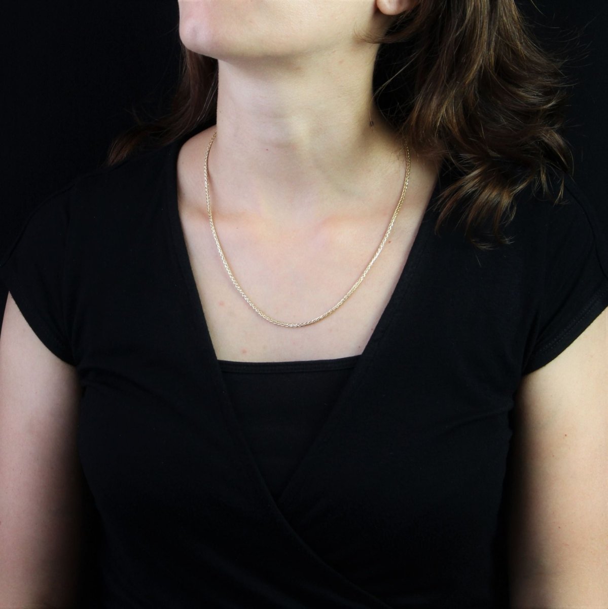 Chaîne MAILLE Palmier en or jaune et or blanc - Castafiore