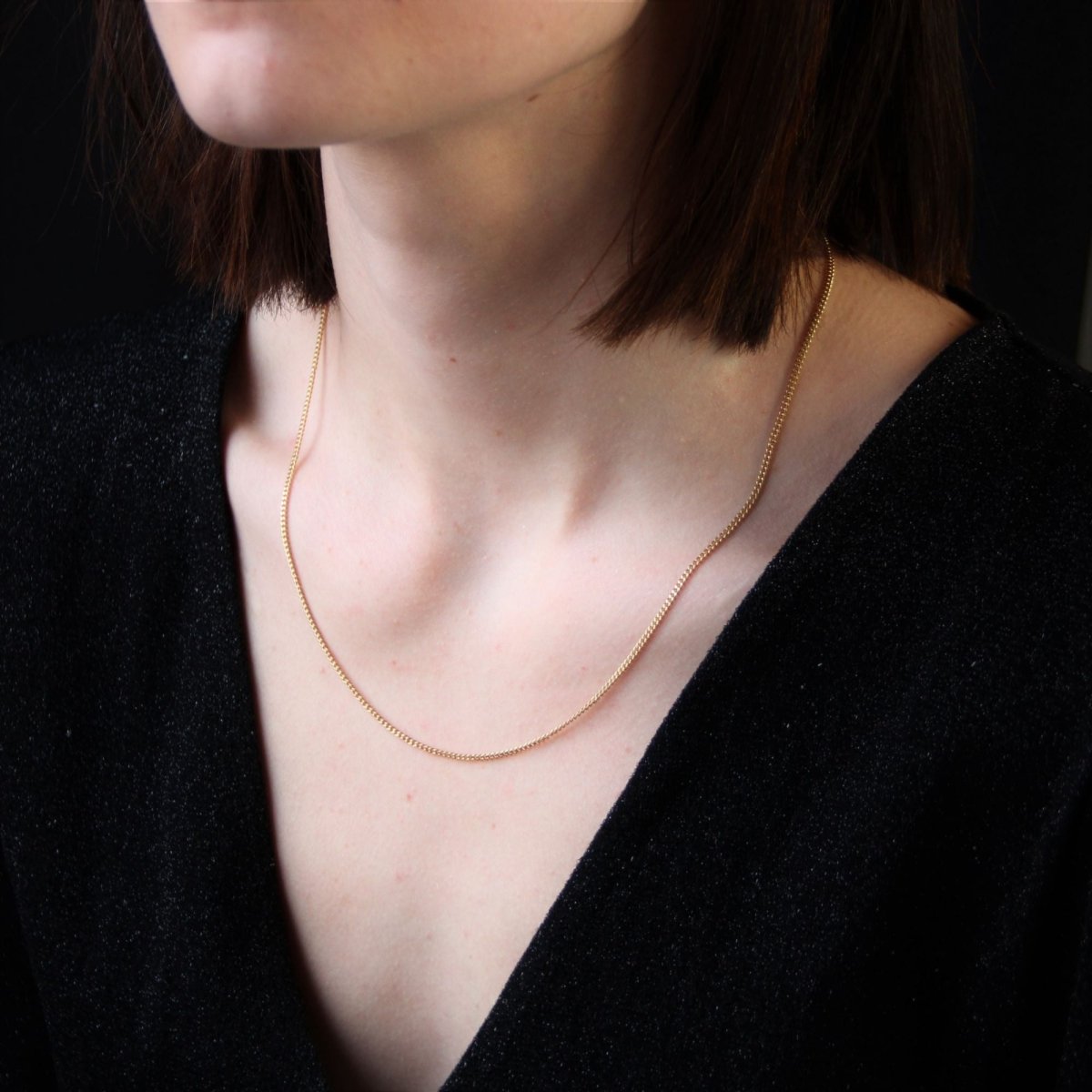 Chaine moderne or jaune maille gourmette limée - Castafiore