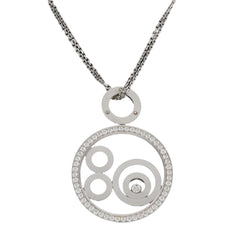 Chaine Pendentif Chopard Happy Spirit Or gris 18k avec Diamants brillants . ref : 79/6103/0 - 20. - Castafiore