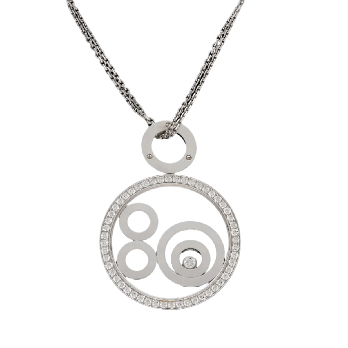 Chaine Pendentif Chopard Happy Spirit Or gris 18k avec Diamants brillants . ref : 79/6103/0 - 20. - Castafiore