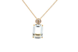 Chaine pendentif en or jaune, aigue - marine et diamants - Castafiore