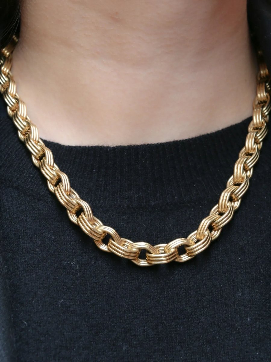 Chaîne vintage maille ovale en or jaune - Castafiore
