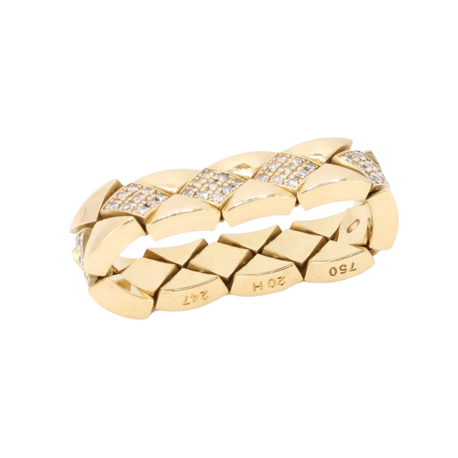 CHANEL Bague "Matelassé" vintage or jaune diamants - Castafiore