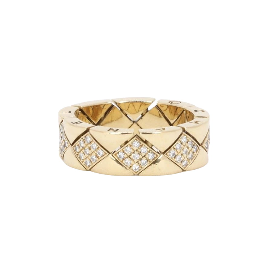 CHANEL Bague "Matelassé" vintage or jaune diamants - Castafiore