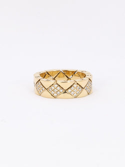 CHANEL Bague "Matelassé" vintage or jaune diamants - Castafiore