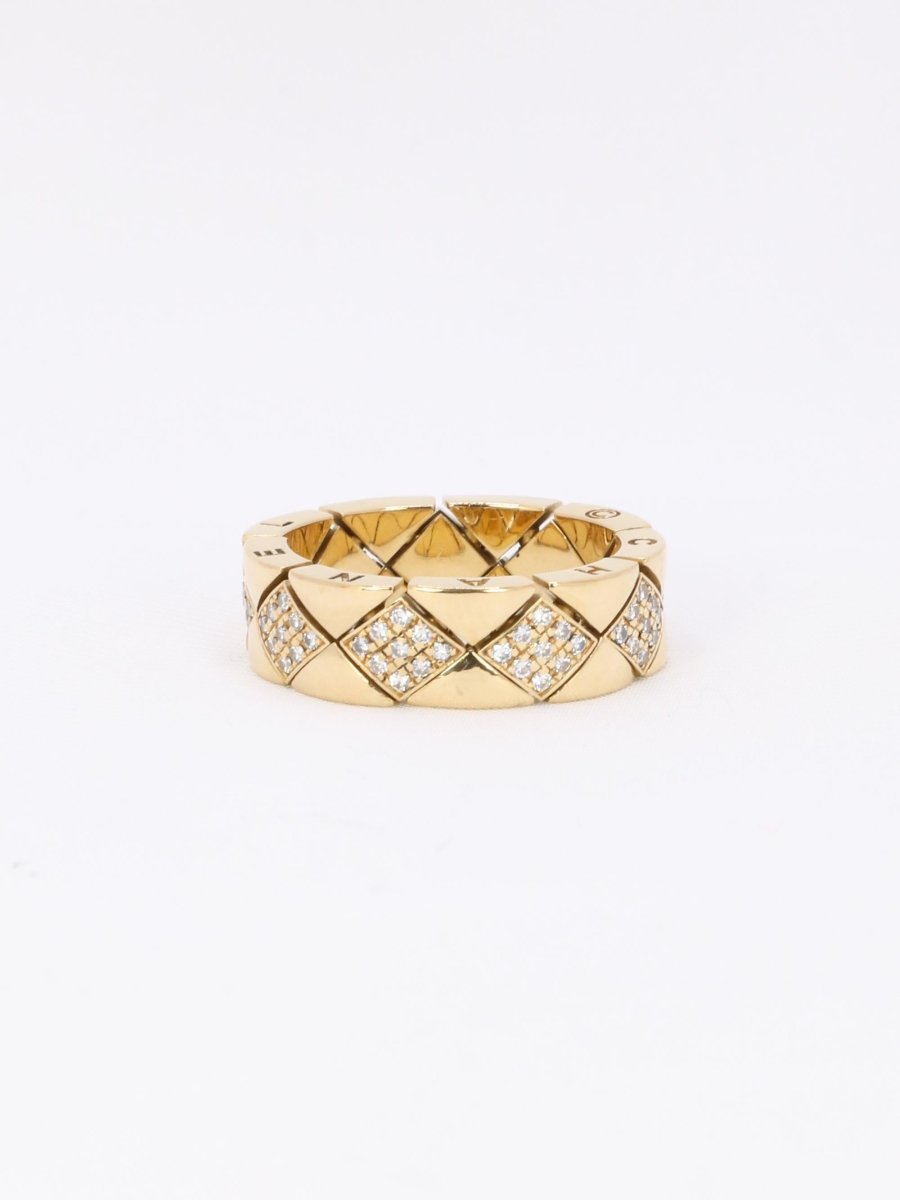 CHANEL Bague "Matelassé" vintage or jaune diamants - Castafiore
