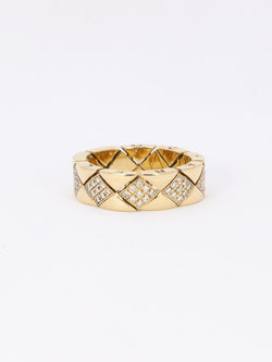 CHANEL Bague "Matelassé" vintage or jaune diamants - Castafiore