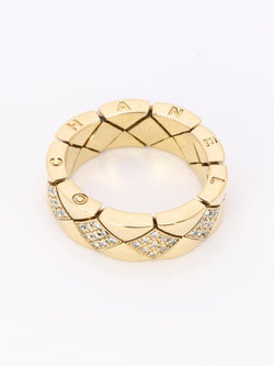 CHANEL Bague "Matelassé" vintage or jaune diamants - Castafiore