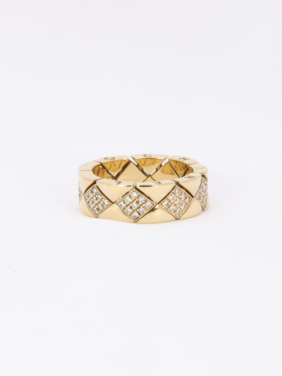 CHANEL Bague "Matelassé" vintage or jaune diamants - Castafiore
