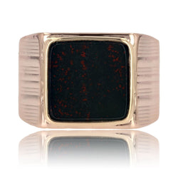 Chevalière ancienne or et jaspe sanguin - Castafiore